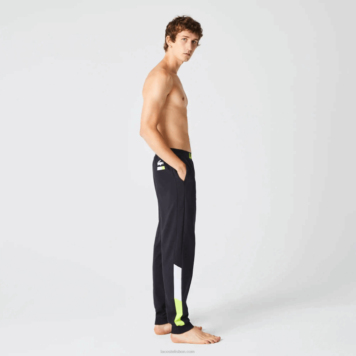 homens Lacoste cinza escuro branco amarelo p44 calça de pijama de lã com logo oversized 08D01566