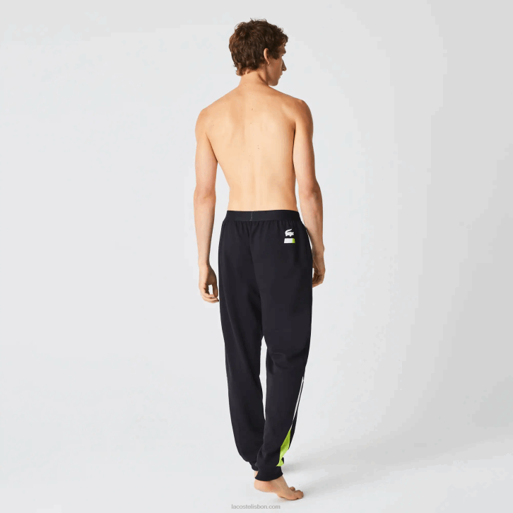 homens Lacoste cinza escuro branco amarelo p44 calça de pijama de lã com logo oversized 08D01566