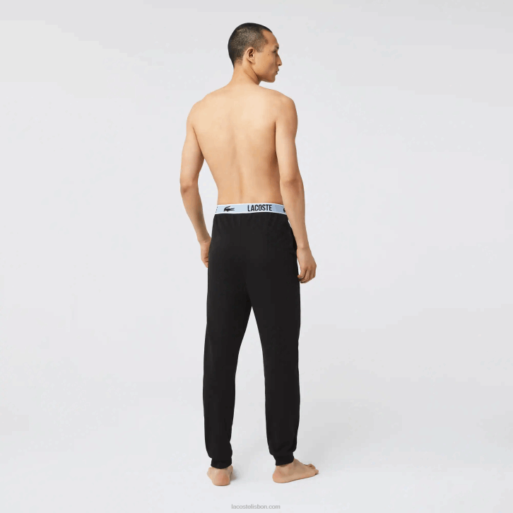 homens Lacoste preto 031 calça de pijama com estampa de crocodilo de marca 08D01523