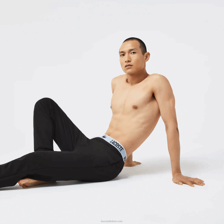 homens Lacoste preto 031 calça de pijama com estampa de crocodilo de marca 08D01523
