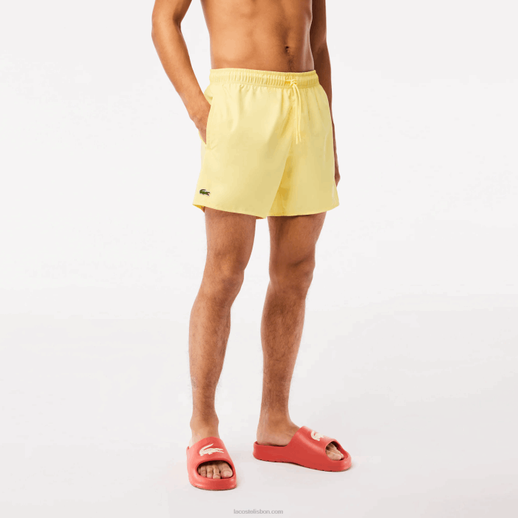 homens Lacoste amarelo verde 7sh calções de banho leves de secagem rápida 08D0539