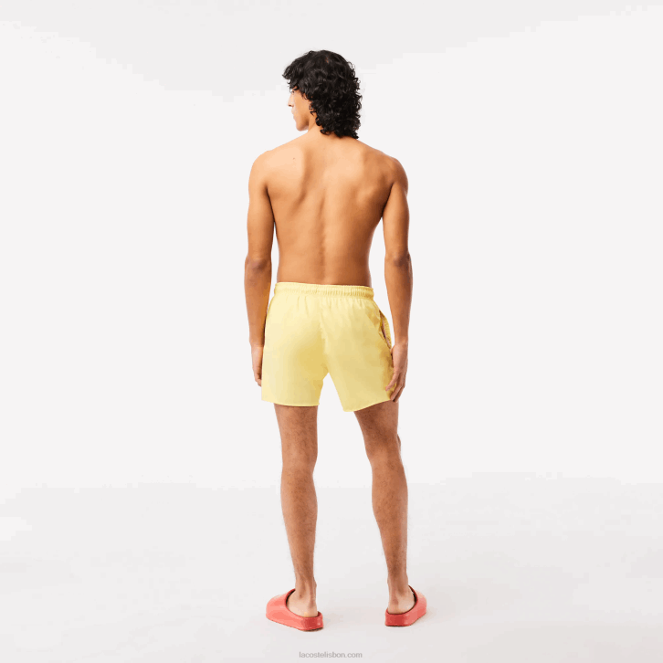 homens Lacoste amarelo verde 7sh calções de banho leves de secagem rápida 08D0539