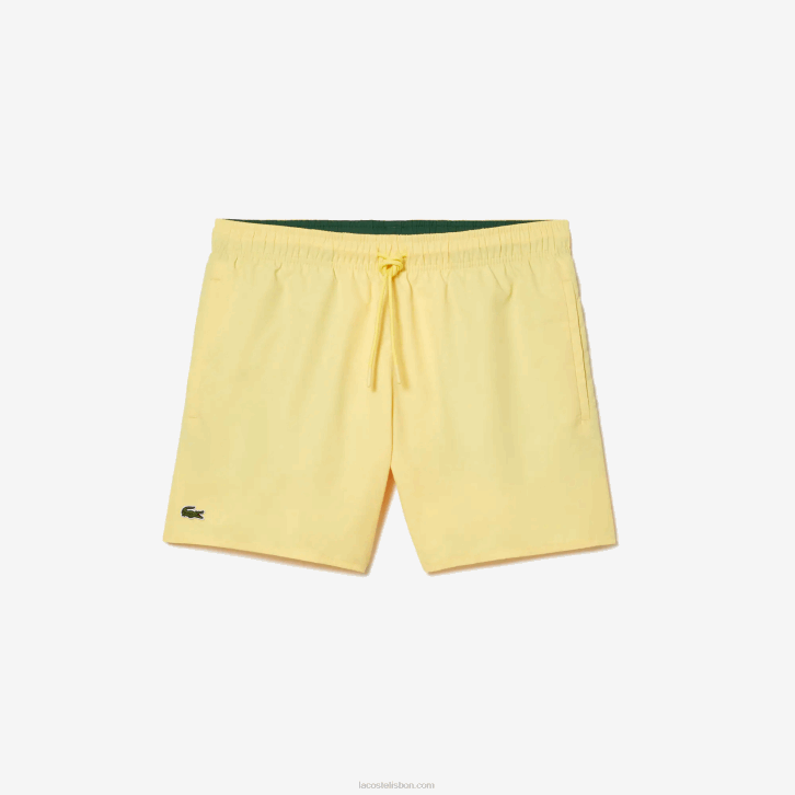 homens Lacoste amarelo verde 7sh calções de banho leves de secagem rápida 08D0539