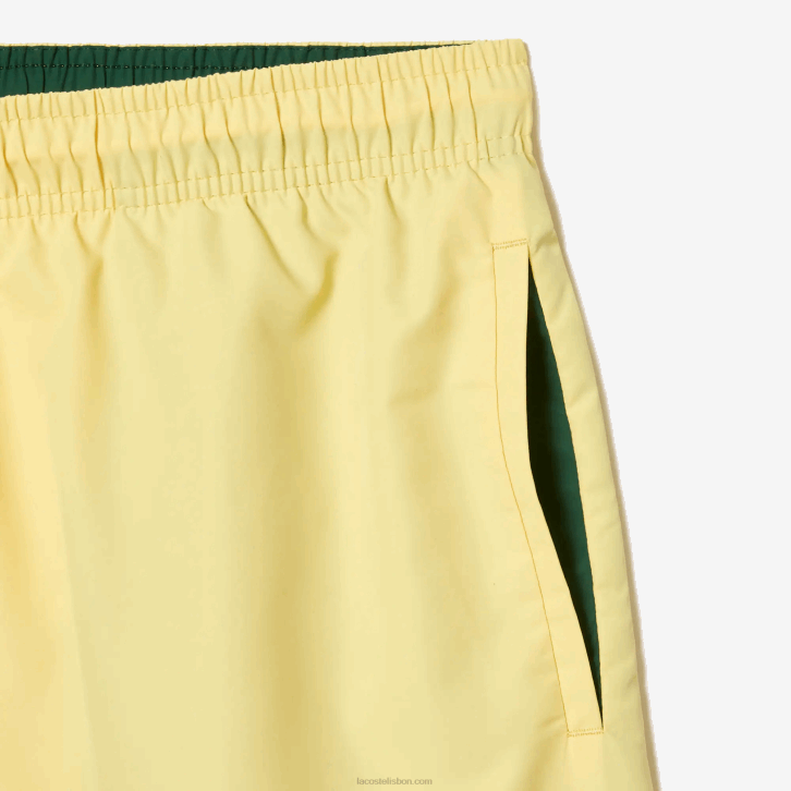 homens Lacoste amarelo verde 7sh calções de banho leves de secagem rápida 08D0539