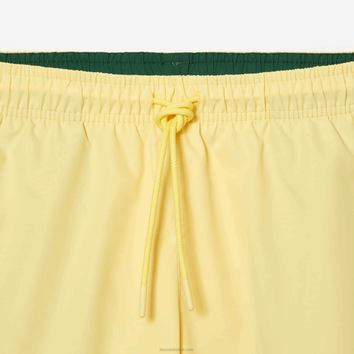 homens Lacoste amarelo verde 7sh calções de banho leves de secagem rápida 08D0539