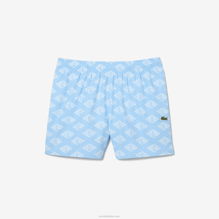 homens Lacoste azul branco fv2 sunga bicolor com estampa de monograma 08D0529