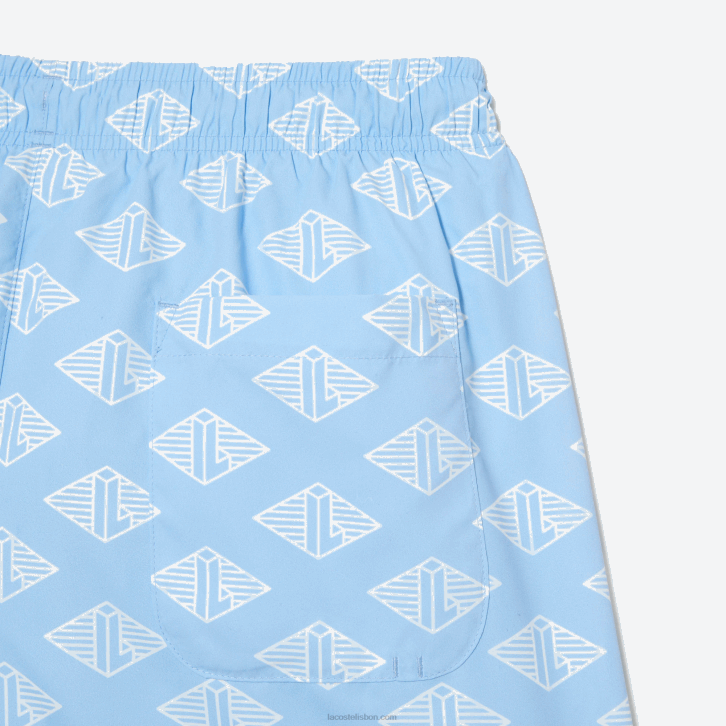 homens Lacoste azul branco fv2 sunga bicolor com estampa de monograma 08D0529