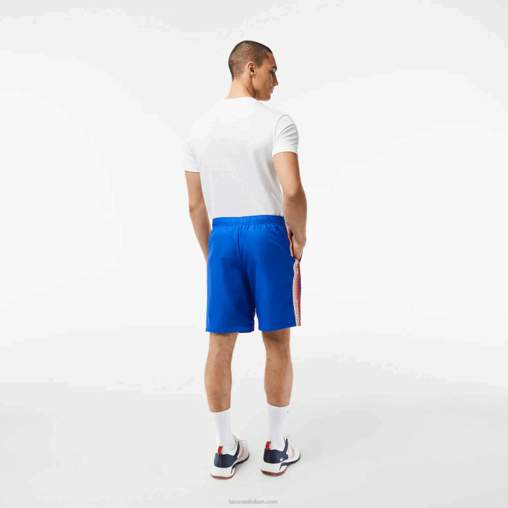 homens Lacoste azul kxb shorts de tênis de poliéster reciclado 08D018