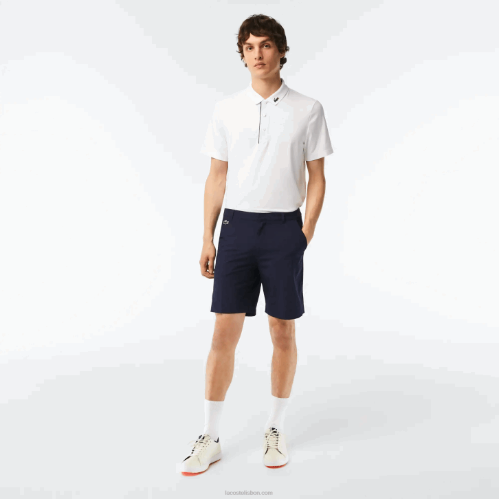 homens Lacoste azul marinho 166 calções de golfe elásticos leves desportivos 08D0443