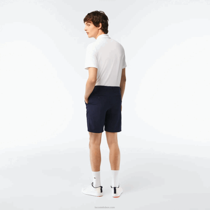 homens Lacoste azul marinho 166 calções de golfe elásticos leves desportivos 08D0443