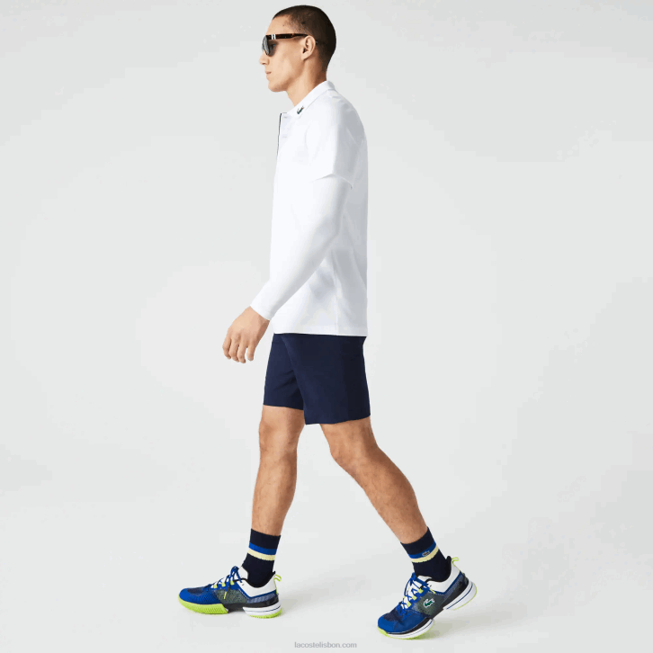 homens Lacoste azul marinho 166 calções de golfe elásticos leves desportivos 08D0443