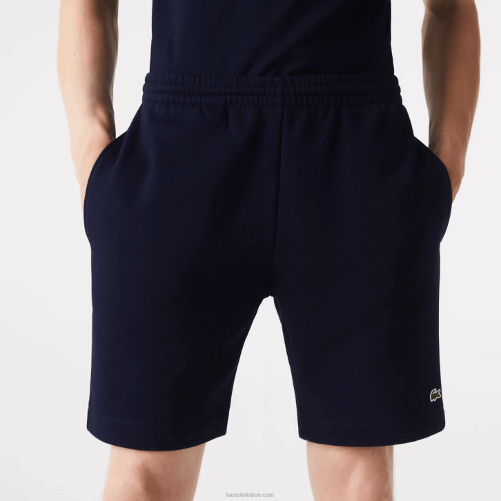 homens Lacoste azul marinho 166 shorts de lã de algodão escovado orgânico 08D0417