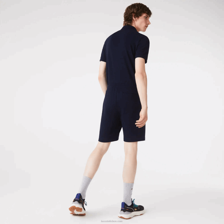homens Lacoste azul marinho 166 shorts de lã de algodão escovado orgânico 08D0417