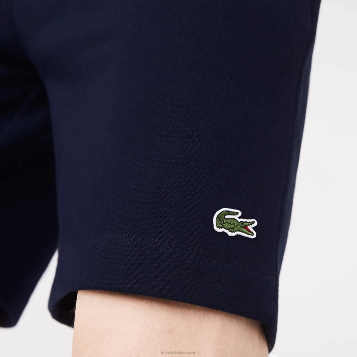 homens Lacoste azul marinho 166 shorts de lã de algodão escovado orgânico 08D0417