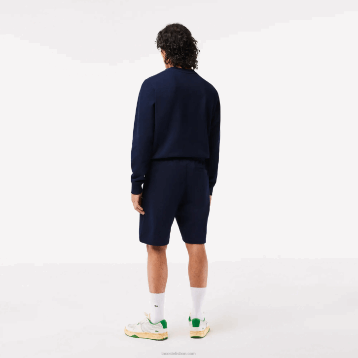homens Lacoste azul marinho 166 shorts de lã de algodão não escovado 08D0430