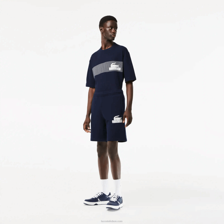 homens Lacoste azul marinho 166 shorts de lã de algodão orgânico não escovado 08D0487