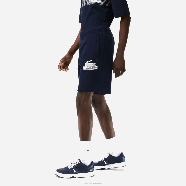 homens Lacoste azul marinho 166 shorts de lã de algodão orgânico não escovado 08D0487