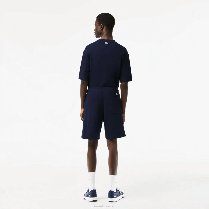 homens Lacoste azul marinho 166 shorts de lã de algodão orgânico não escovado 08D0487