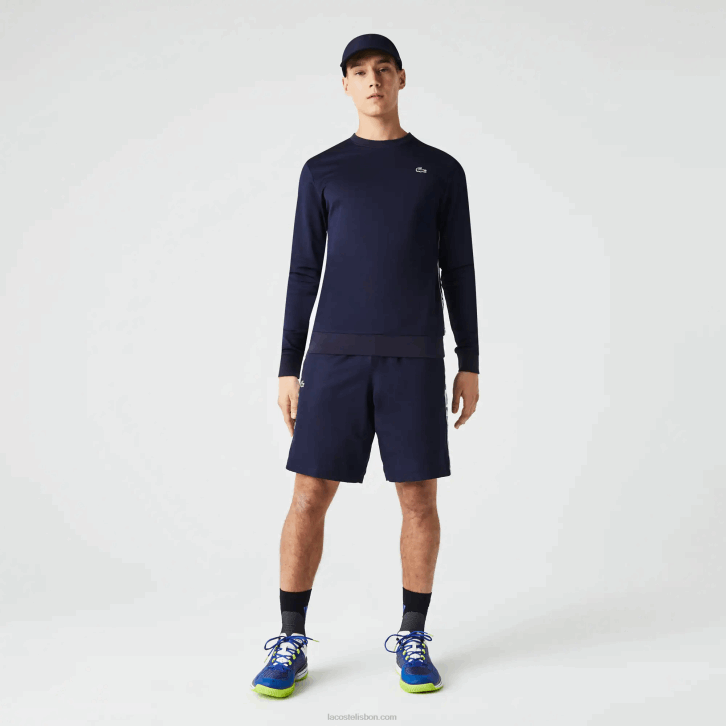 homens Lacoste azul marinho 166 shorts de tênis esportivos de tafetá 08D01334