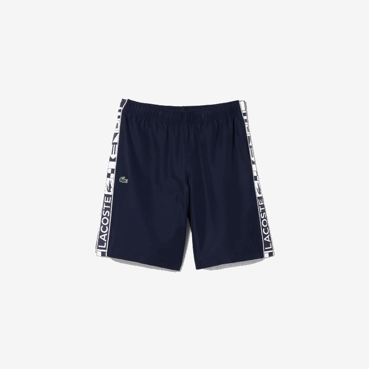 homens Lacoste azul marinho 166 shorts de tênis esportivos de tafetá 08D01334