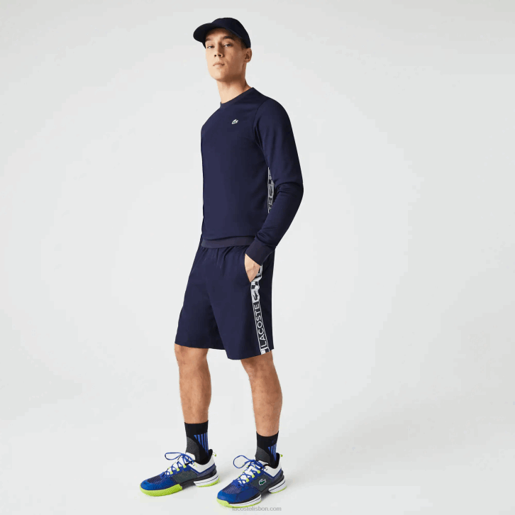homens Lacoste azul marinho 166 shorts de tênis esportivos de tafetá 08D01334