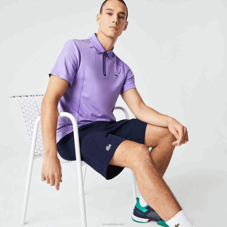 homens Lacoste azul marinho 423 calções de ténis desportivos de ajuste regular sem costura 08D01331