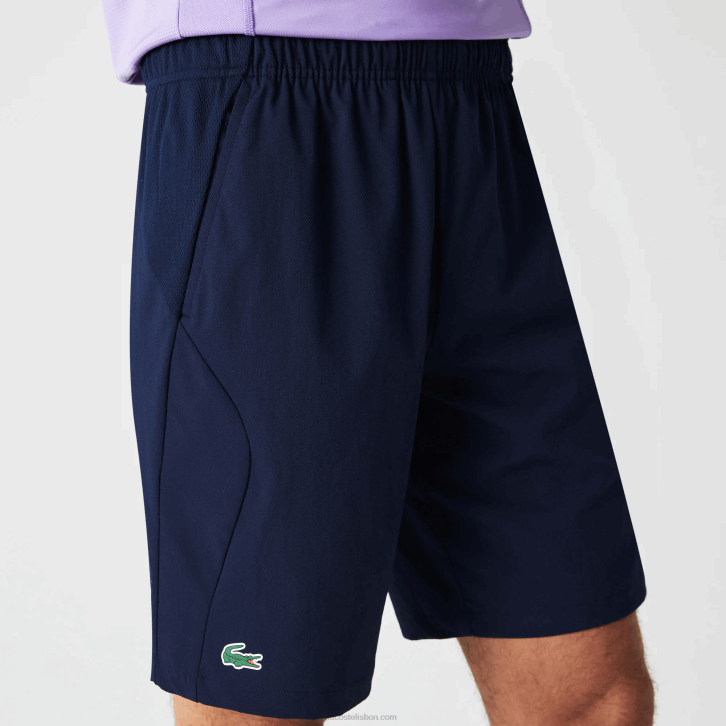 homens Lacoste azul marinho 423 calções de ténis desportivos de ajuste regular sem costura 08D01331