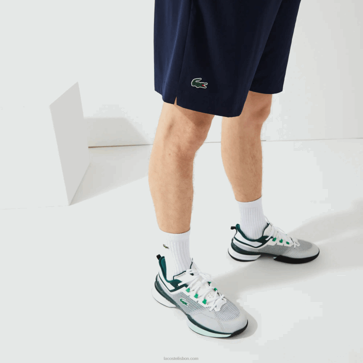 homens Lacoste azul marinho branco 525 calções desportivos ultraleves 08D01411