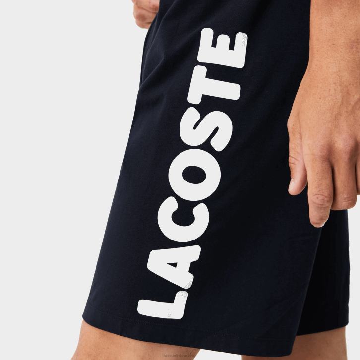 homens Lacoste azul marinho branco 525 shorts internos de algodão elástico com estampa de crocodilo e marca 08D01454