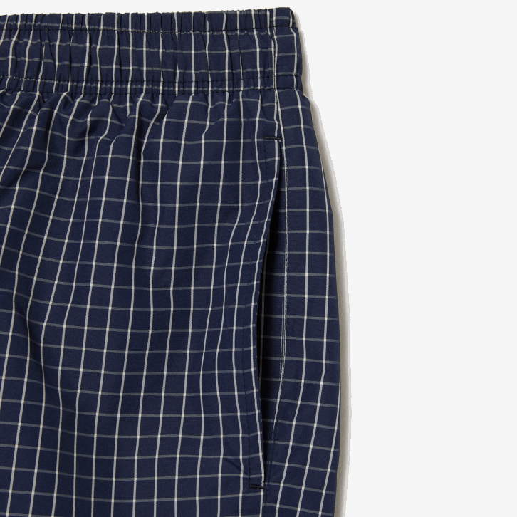 homens Lacoste azul marinho branco xch sunga xadrez de poliéster reciclado 08D0532