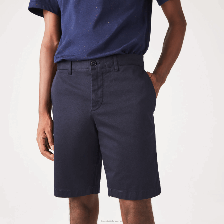 homens Lacoste azul marinho hde bermuda de algodão stretch slim fit 08D0454