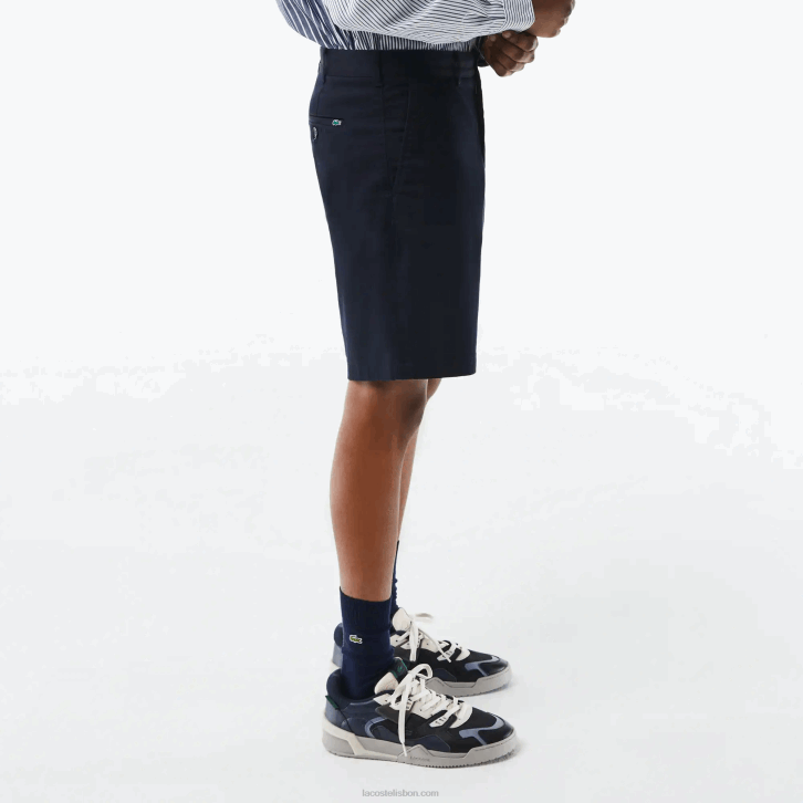 homens Lacoste azul marinho hde bermudas de algodão orgânico elástico regular fit 08D0436