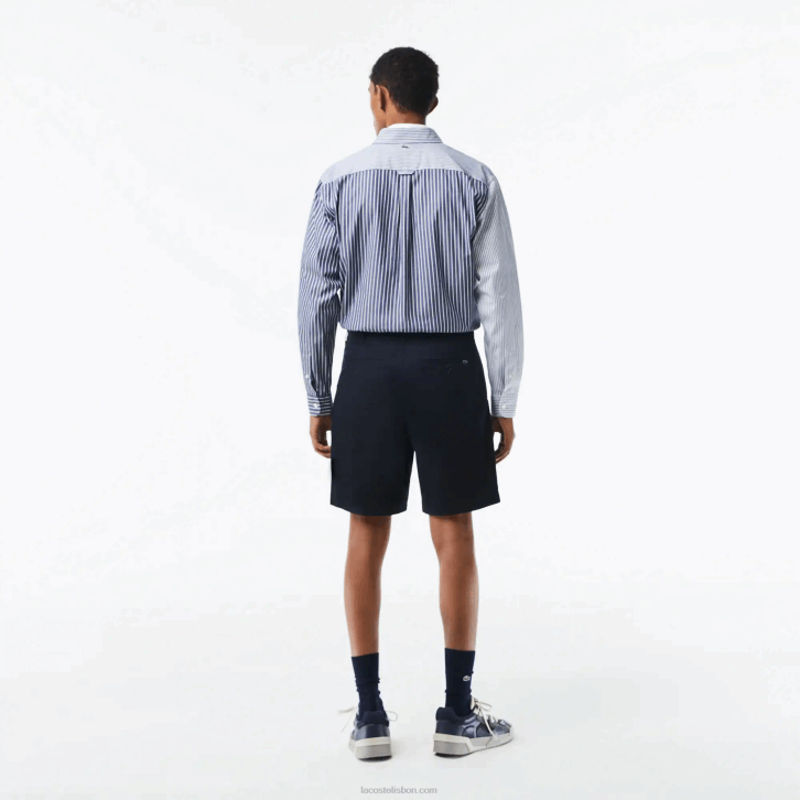 homens Lacoste azul marinho hde bermudas de algodão orgânico elástico regular fit 08D0436