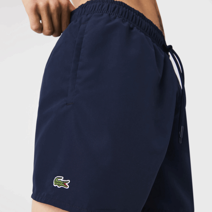 homens Lacoste azul marinho preto jb1 calções de banho leves de secagem rápida 08D0541