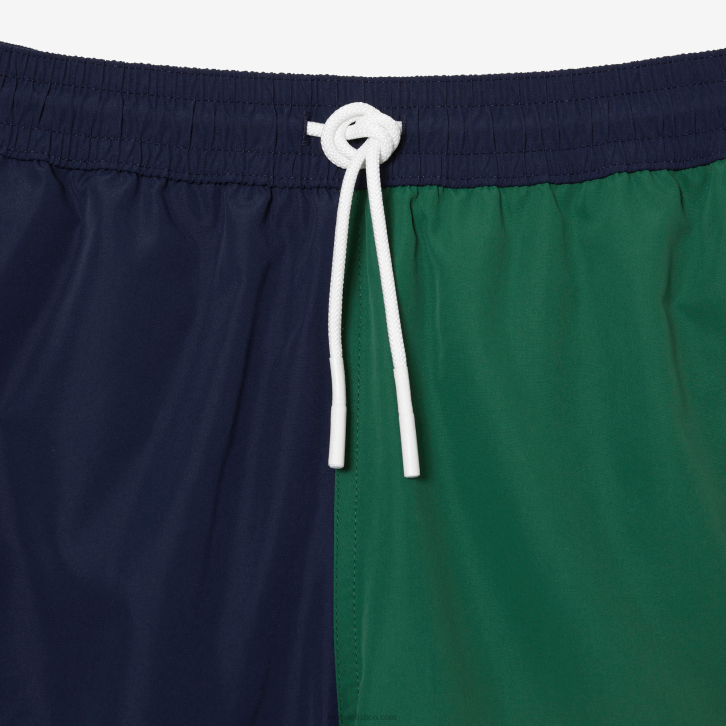 homens Lacoste azul marinho verde branco ast sunga de poliéster reciclado colorblock 08D0520