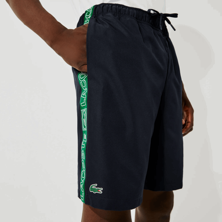 homens Lacoste azul marinho verde mr0 shorts de bandas laterais de marca esportiva 08D01506