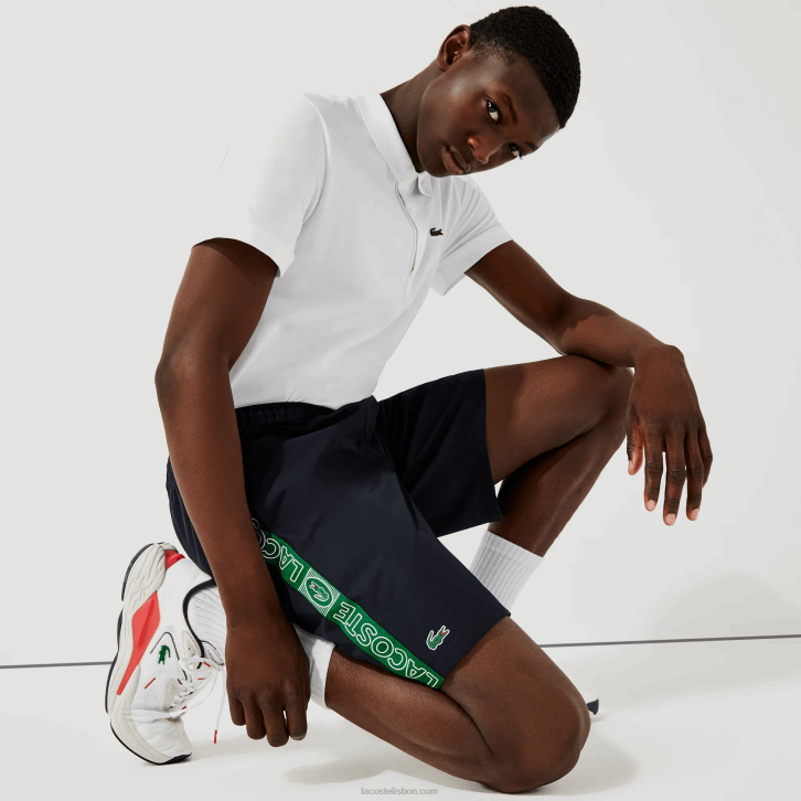 homens Lacoste azul marinho verde mr0 shorts de bandas laterais de marca esportiva 08D01506