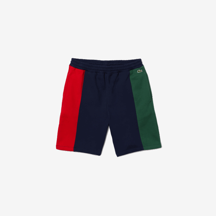 homens Lacoste azul marinho vermelho verde bls shorts de mistura de lã de algodão de marca 08D01515