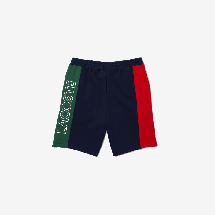 homens Lacoste azul marinho vermelho verde bls shorts de mistura de lã de algodão de marca 08D01515