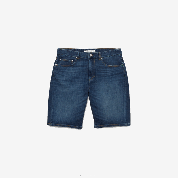 homens Lacoste azul mk9 bermuda jeans slim fit de algodão elástico 08D01644