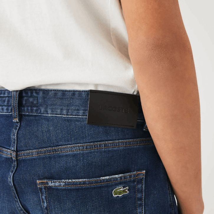 homens Lacoste azul mk9 bermuda jeans slim fit de algodão elástico 08D01644