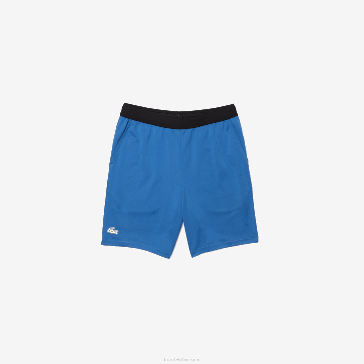 homens Lacoste azul preto branco x0b short esportivo jacquard com cintura elástica contrastante 08D01564
