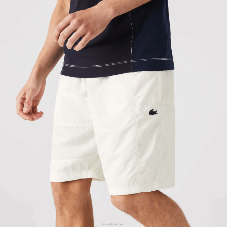 homens Lacoste b5l branco shorts efeito patchwork color block 08D01501