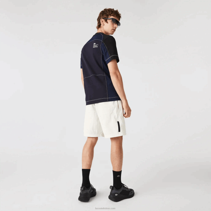 homens Lacoste b5l branco shorts efeito patchwork color block 08D01501