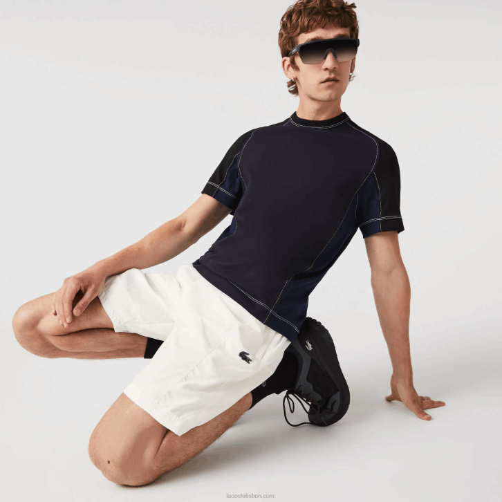 homens Lacoste b5l branco shorts efeito patchwork color block 08D01501