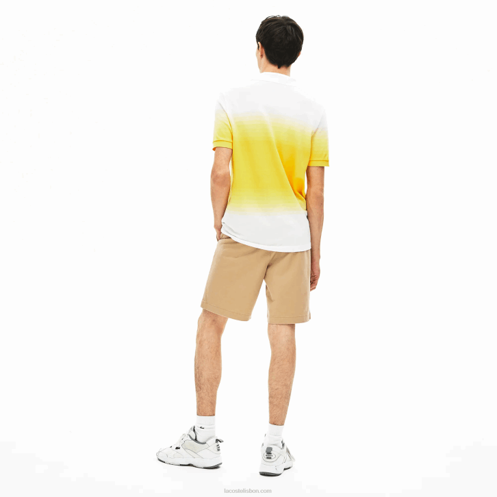 homens Lacoste bege 02s bermuda de gabardine de algodão regular fit 08D01620