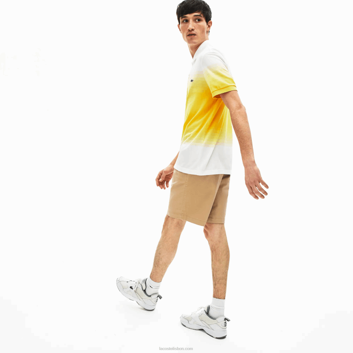 homens Lacoste bege 02s bermuda de gabardine de algodão regular fit 08D01620