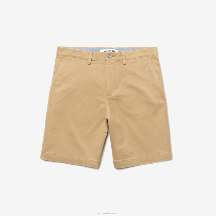 homens Lacoste bege 02s bermuda de gabardine de algodão regular fit 08D01620