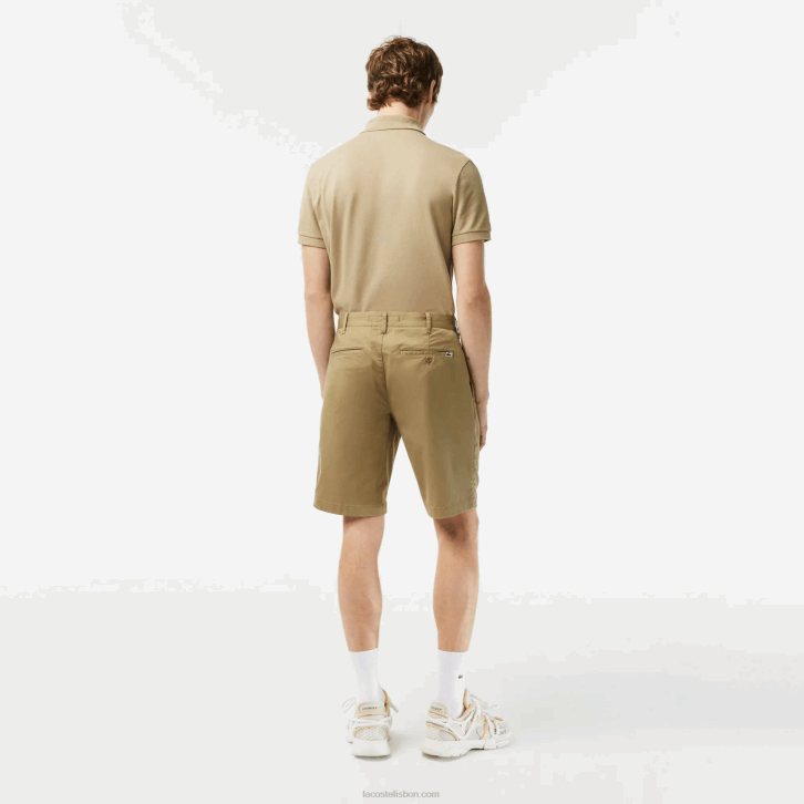 homens Lacoste bege cb8 bermuda de algodão stretch slim fit 08D0431
