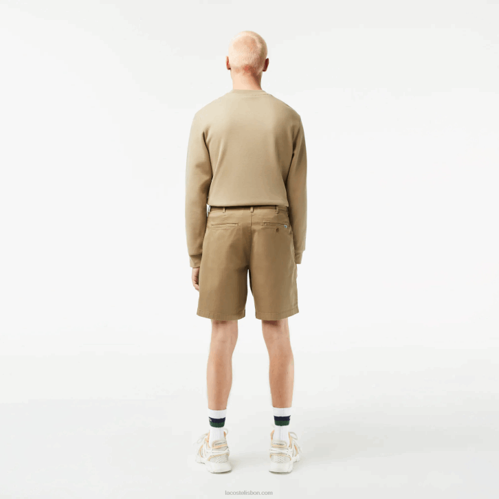 homens Lacoste bege cb8 bermudas de algodão orgânico elástico regular fit 08D0438